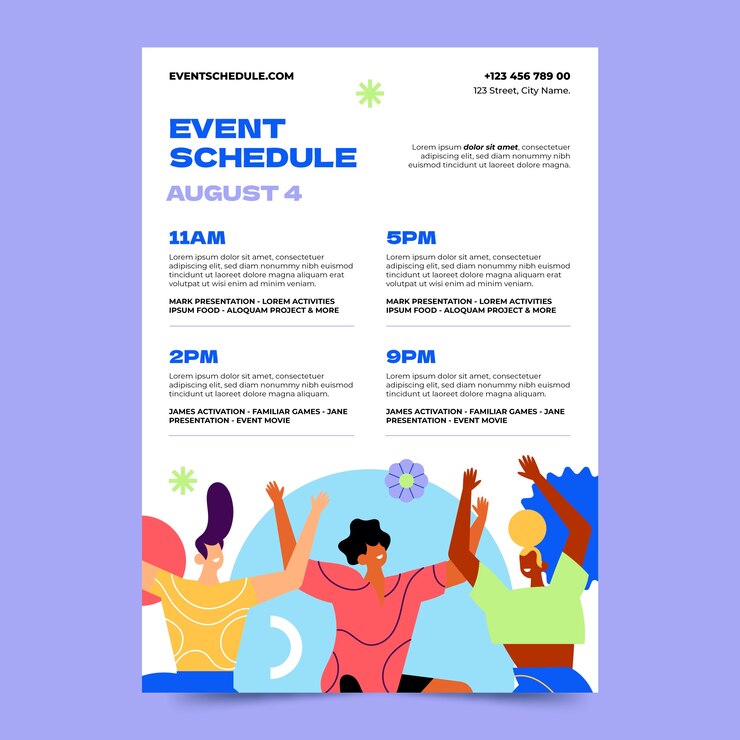 Vetor grátis modelo de programação de eventos de design plano