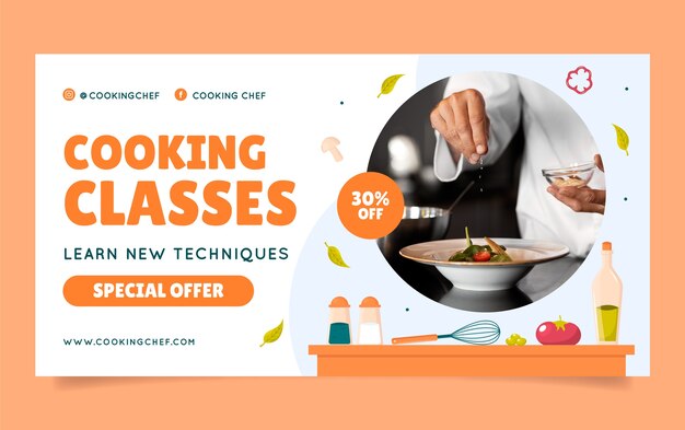 Modelo de promoção de mídia social de chef e gastronomia