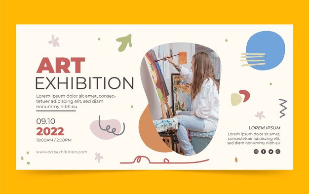 Modelo de promoção de mídia social de evento de exposição de arte desenhada à mão