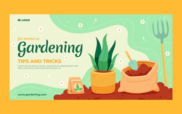 Vetor grátis modelo de promoção de mídia social de jardinagem e cultivo