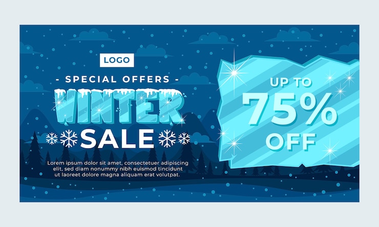 Vetor grátis modelo de promoção de mídia social de venda de temporada de inverno