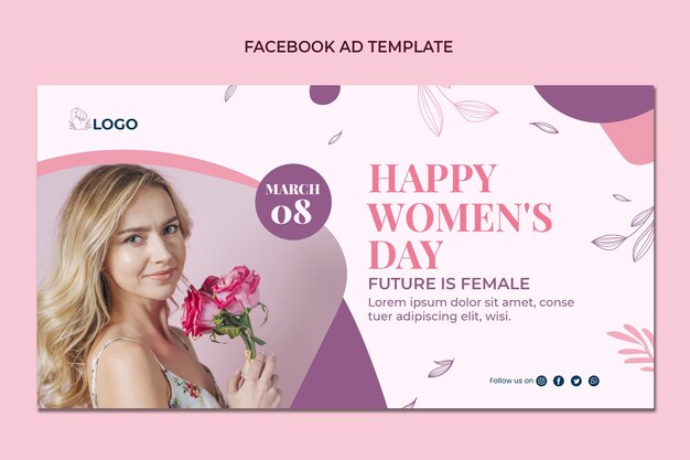 Modelo de promoção de mídia social do dia internacional da mulher plana