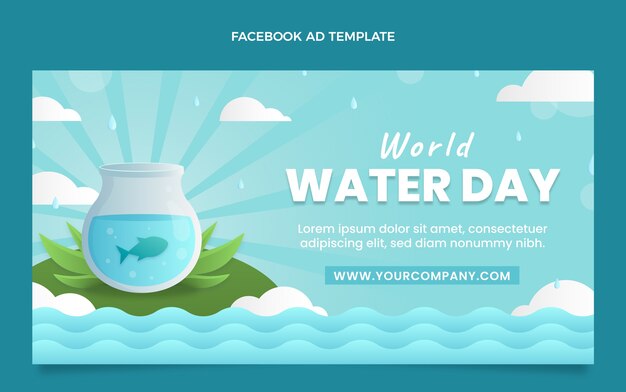 Modelo de promoção de mídia social do dia mundial da água gradiente