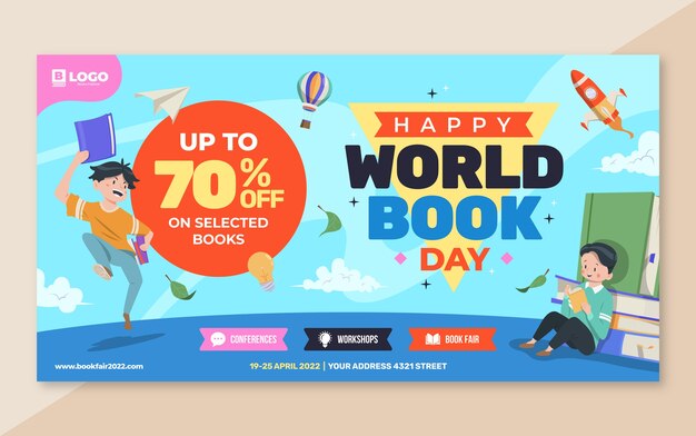 Modelo de promoção de mídia social do dia mundial do livro plano