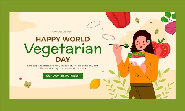 Vetor grátis modelo de promoção de mídia social para a celebração do dia mundial do vegetarianismo