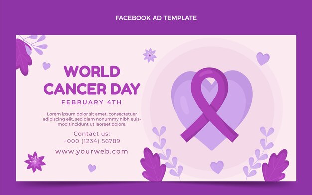 Modelo de promoção de mídia social para o dia do câncer no mundo plano