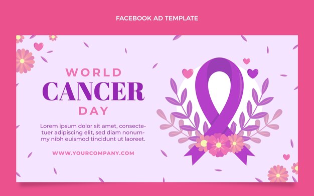 Modelo de promoção de mídia social para o dia do câncer no mundo plano
