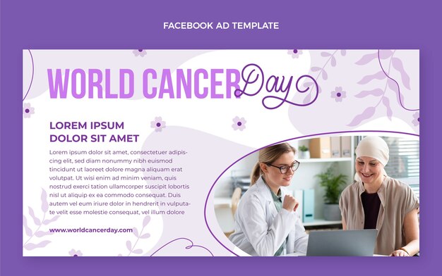 Modelo de promoção de mídia social para o dia do câncer no mundo plano