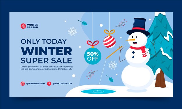 Modelo de promoção de mídia social plana para a temporada de inverno