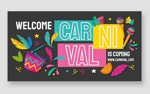 Vetor grátis modelo de promoção de mídia social plana para carnaval