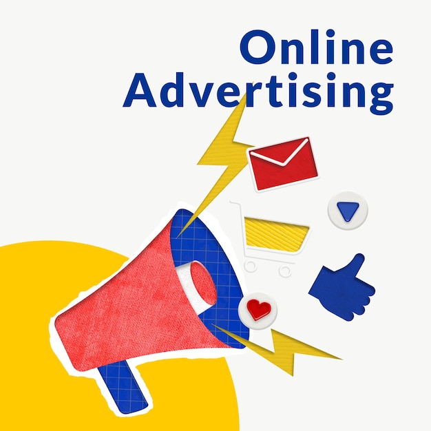 Modelo de publicidade online editável com megafone para negócios de comércio eletrônico Vetor grátis