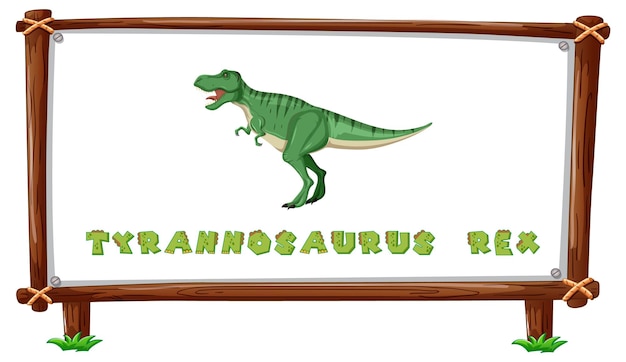 Vetor grátis modelo de quadro com dinossauros e desenho de tiranossauro rex de texto