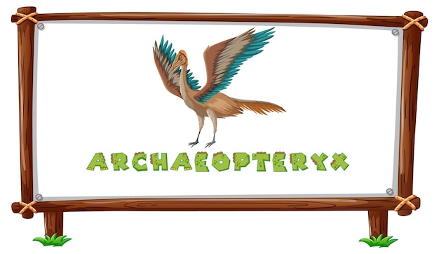 Modelo de quadro com dinossauros e texto archaeopteryx design insi