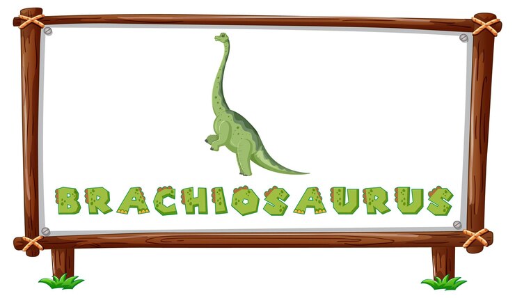 Vetor grátis modelo de quadro com dinossauros e texto brachiosaurus design insi
