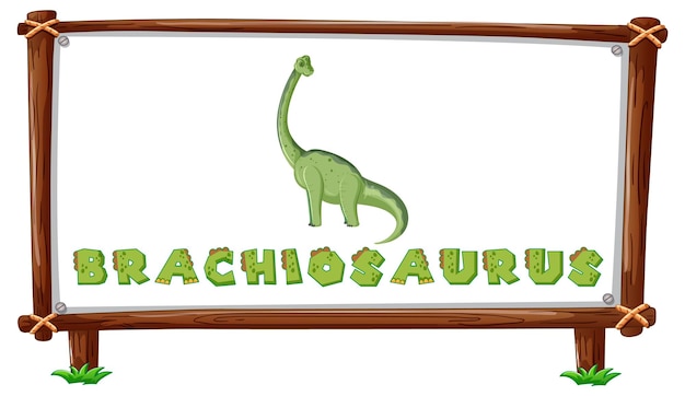 Vetor grátis modelo de quadro com dinossauros e texto brachiosaurus design insi
