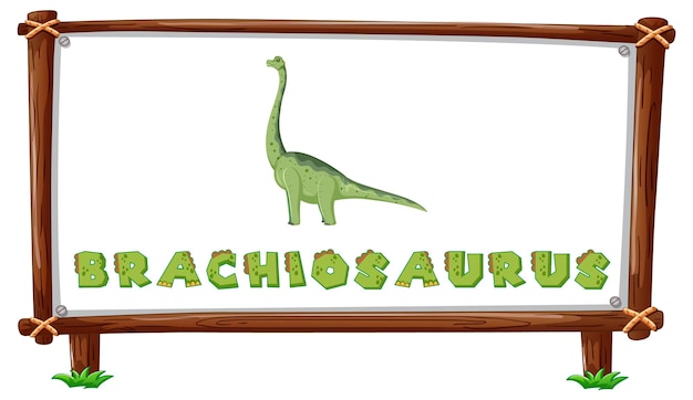 Vetor grátis modelo de quadro com dinossauros e texto brachiosaurus design insi