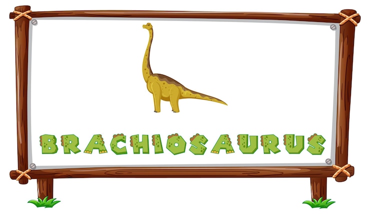 Vetor grátis modelo de quadro com dinossauros e texto brachiosaurus design insi