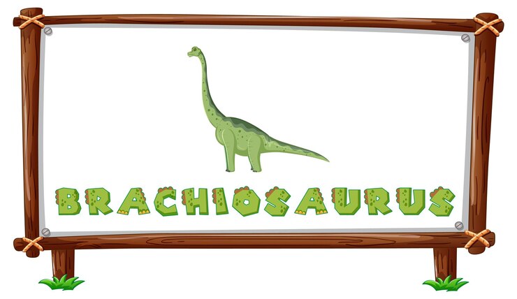 Vetor grátis modelo de quadro com dinossauros e texto brachiosaurus design insi