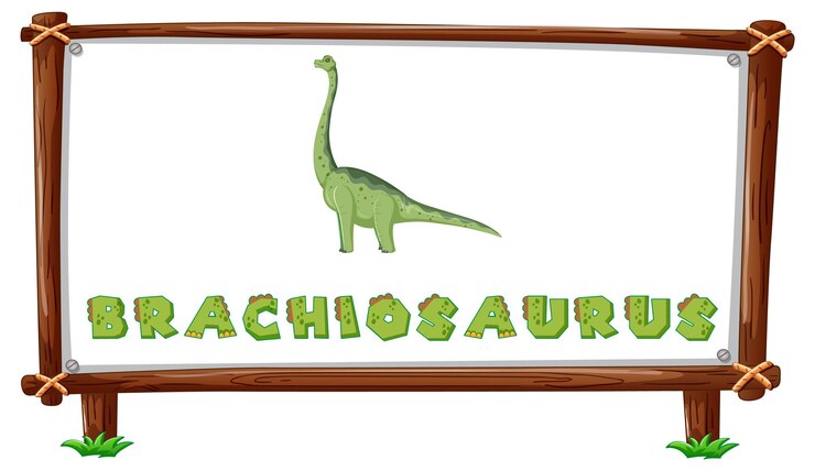 Vetor grátis modelo de quadro com dinossauros e texto brachiosaurus design insi