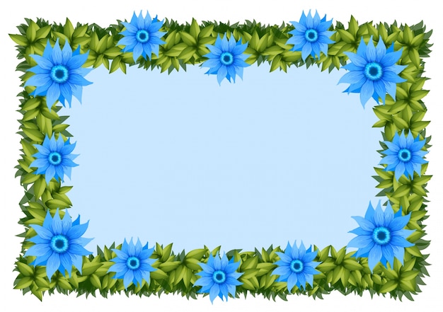 Modelo de quadro com flores azuis