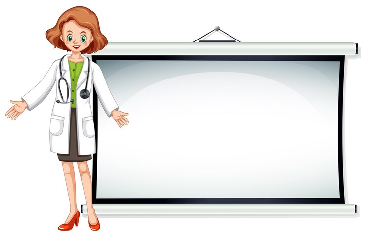 Vetor grátis modelo de quadro com médico em pé