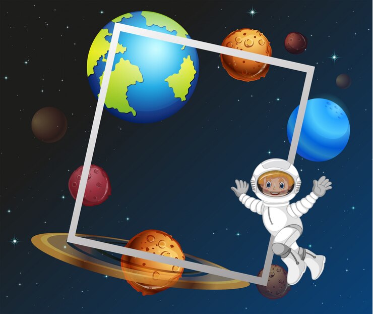 Vetor grátis modelo de quadro de espaço de astronauta