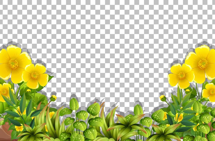 Vetor grátis modelo de quadro de flor amarela em fundo transparente
