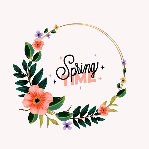 Vetor grátis modelo de quadro floral primavera aquarela