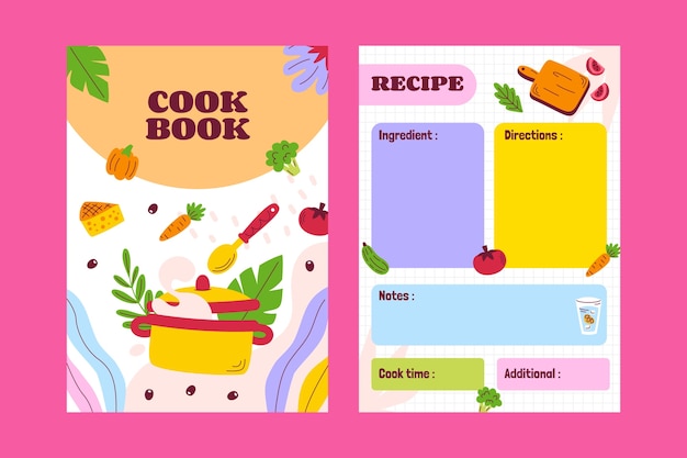 Vetor grátis modelo de receita desenhado à mão