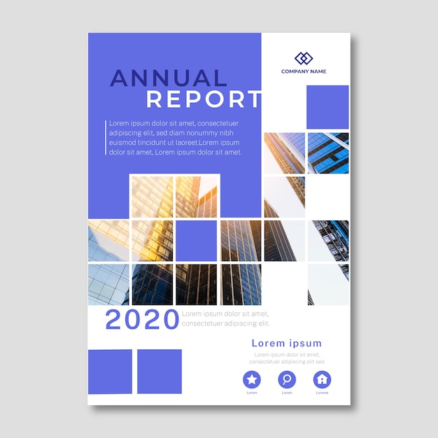 Vetor grátis modelo de relatório anual abstrato com foto