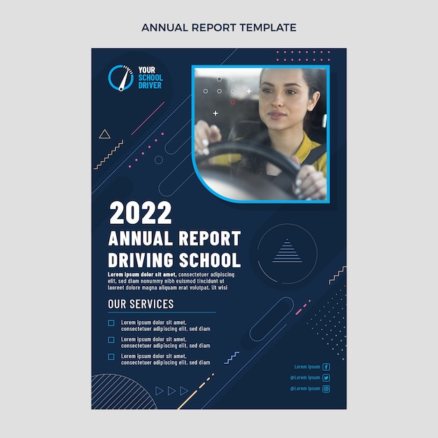 Modelo de relatório anual de escola de condução plana