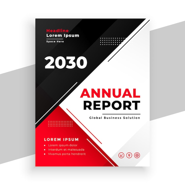 Vetor grátis modelo de relatório anual preto e vermelho um documento corporativo ou catálogo