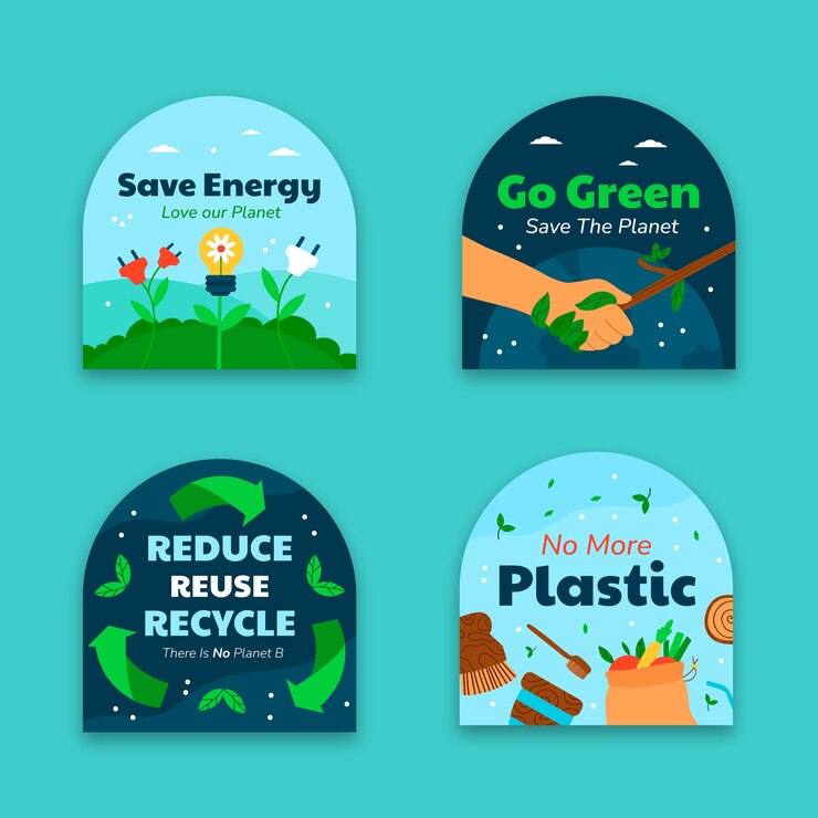 Vetor grátis modelo de rótulos de conceito de ecologia desenhado à mão