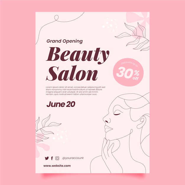 Modelo de salão de beleza desenhado a mão