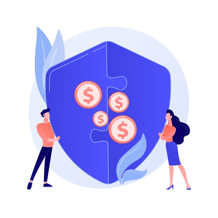 Vetor grátis modelo de seguro ponto a ponto. consumo colaborativo, cooperação de segurados, serviço de seguradoras digitais p2p. parceiros que compartilham seguro de responsabilidade.