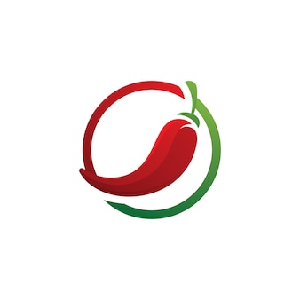 Modelo de símbolo de comida picante vetor de logotipo de pimentão