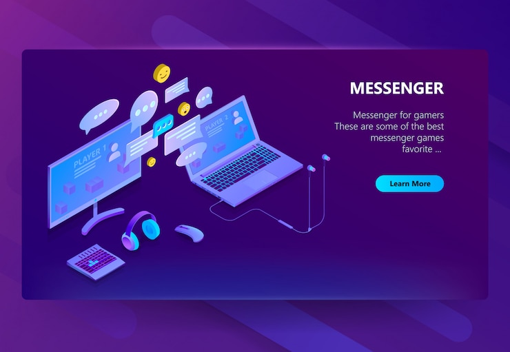 Vetor grátis modelo de site para o messenger, chat online