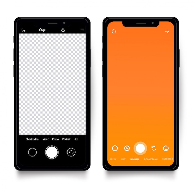 Modelo de smartphone com interface de câmera