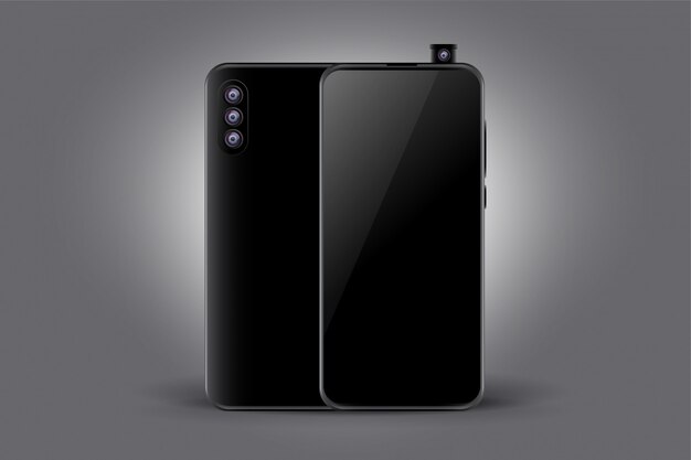 Modelo de smartphone preto câmera tripla