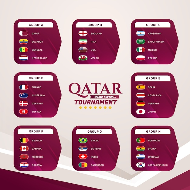 Copa do Mundo FIFA. copa do mundo 2022. modelo de calendário de jogos.  tabela de resultados de futebol, bandeiras de países do mundo. ilustração  vetorial 12720621 Vetor no Vecteezy