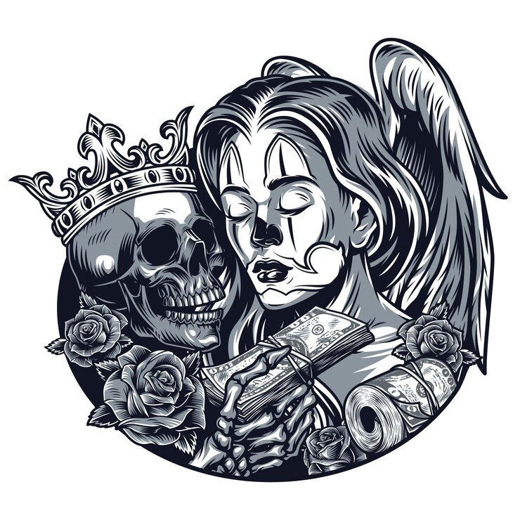 Vetor grátis modelo de tatuagem chicano vintage