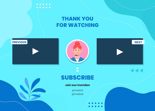 Modelo de tela de fim do YouTube desenhado à mão.