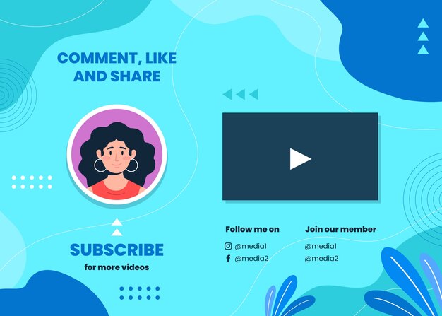 Modelo de tela de fim do YouTube desenhado à mão.