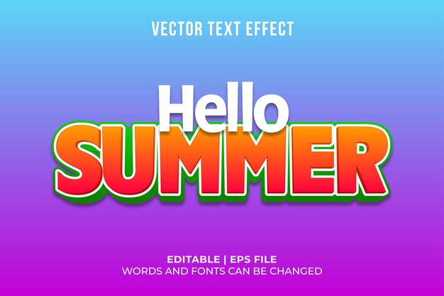 Vetor grátis modelo de texto de hello summer editável