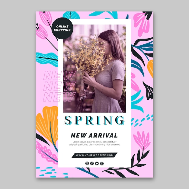 Modelo de venda de primavera de pôster de design plano