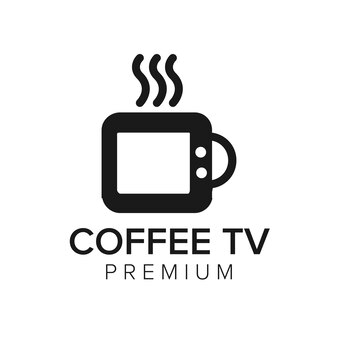Modelo de vetor de ícone de logotipo de café tv