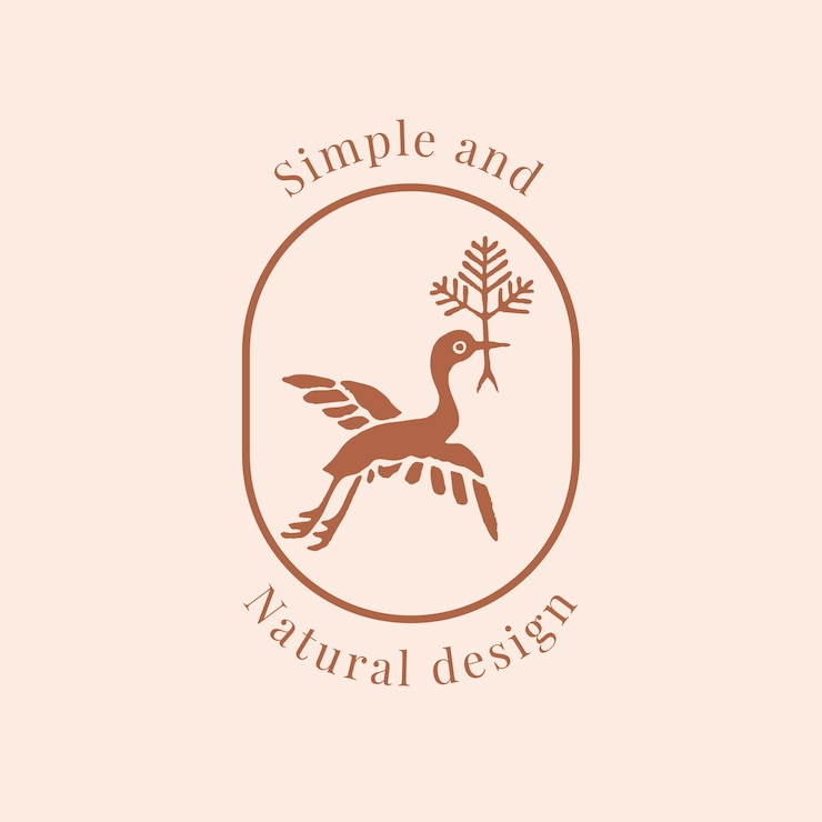 Vetor grátis modelo de vetor de logotipo de pássaro natural para marcas orgânicas em tom de terra