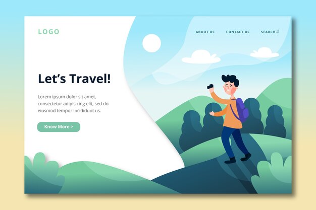 Modelo de viagem para página de destino