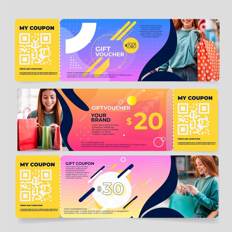 Vetor grátis modelo de voucher de presente com desconto