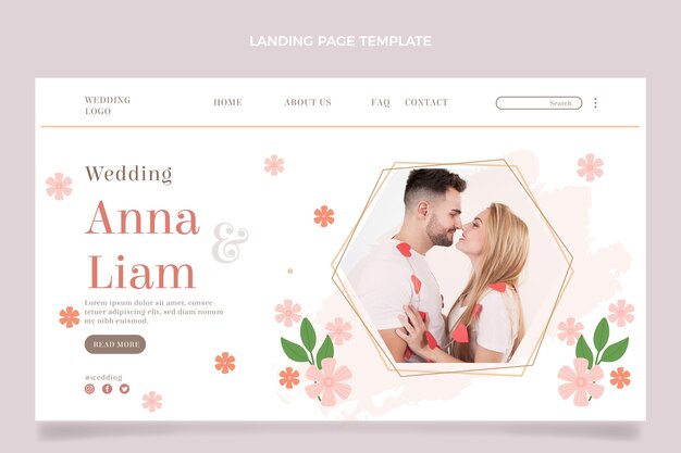 Modelo de web de casamento desenhado à mão
